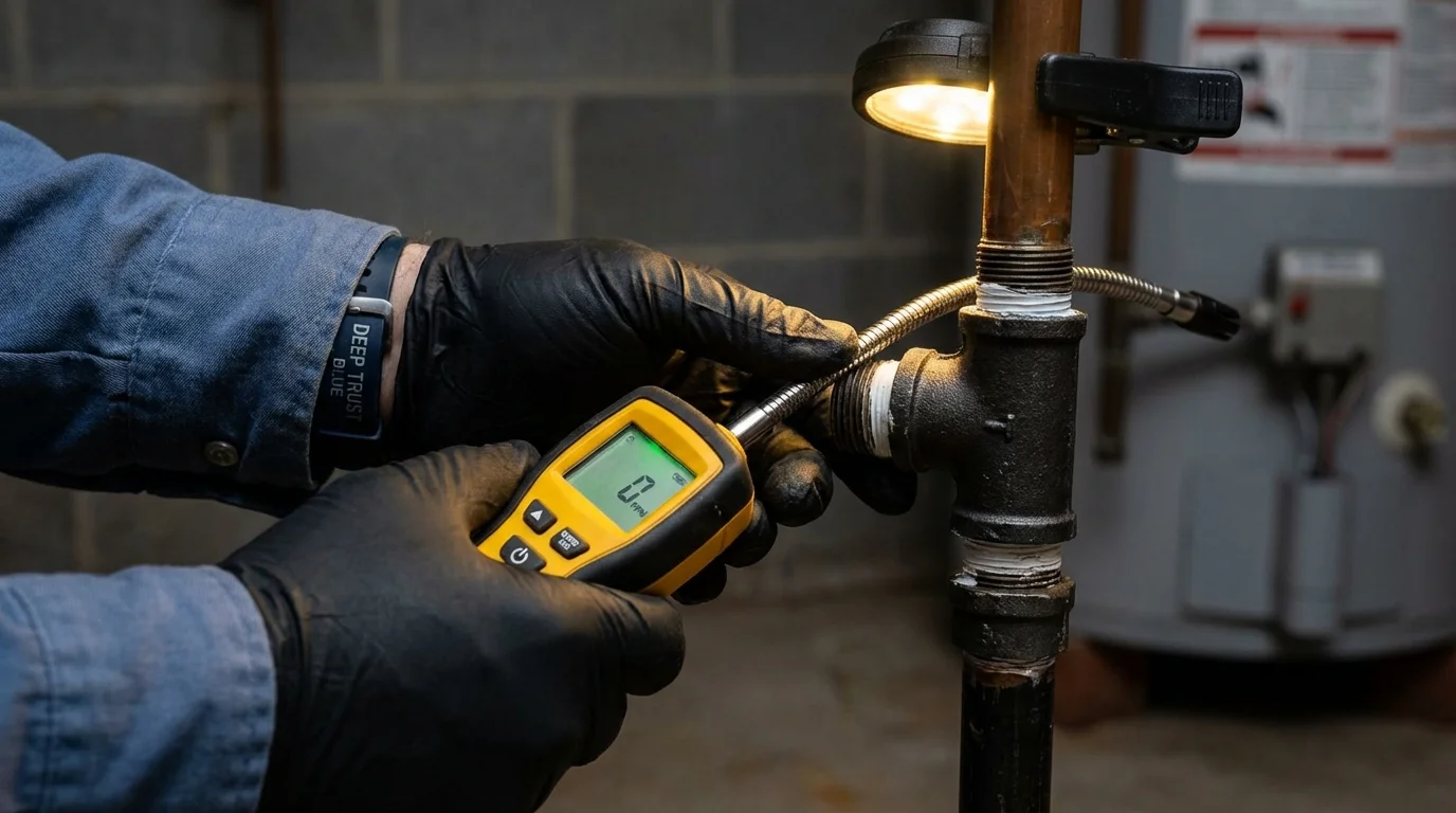 Gas leak detection with electronic sniffer by Johns Plumbing LLC in Kingwood