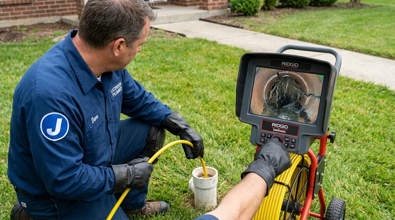 Sewer camera inspection being performed by Johns Plumbing LLC in Kingwood
