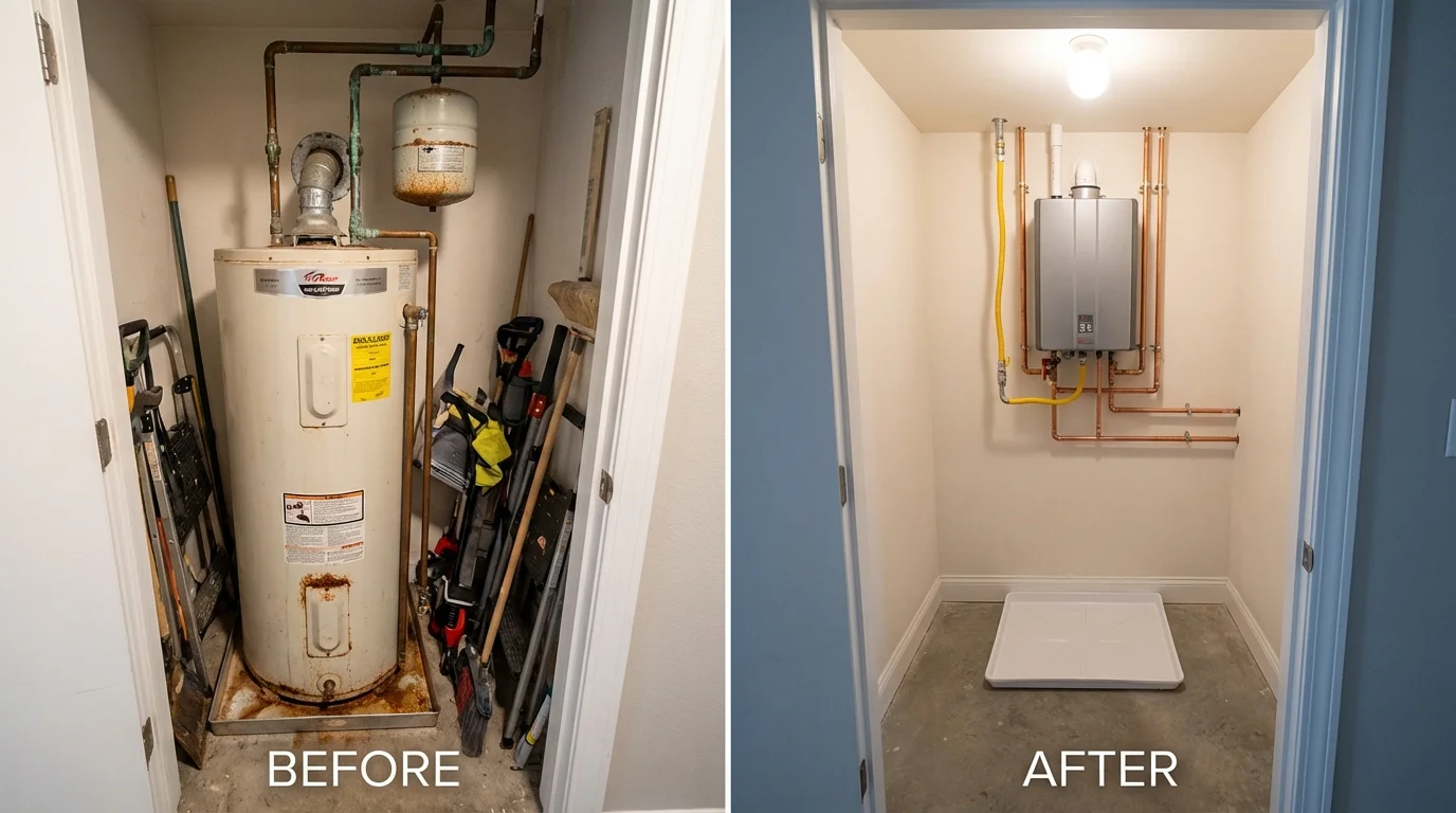 Tank water heater versus wall-mounted tankless unit comparison for Kingwood, WV homeowners