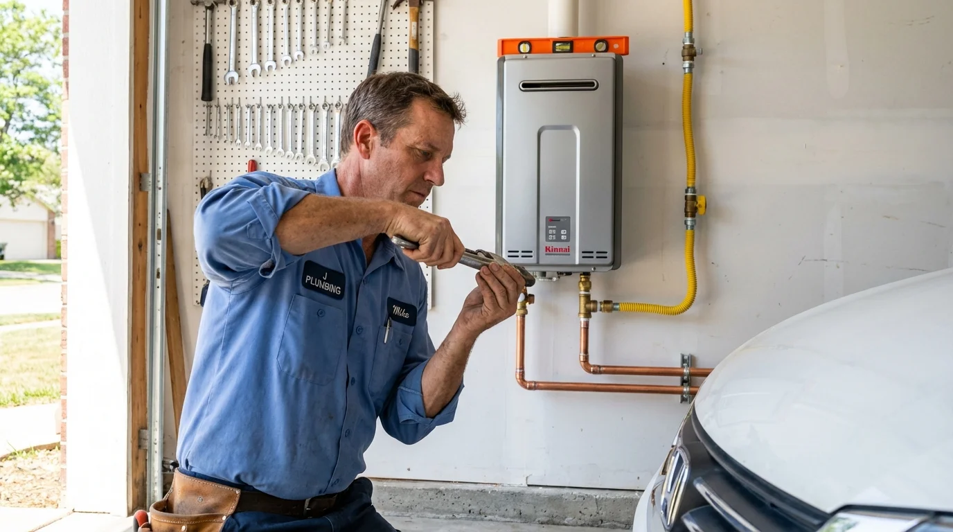 Tankless water heater installation by a Johns Plumbing LLC plumber in Kingwood